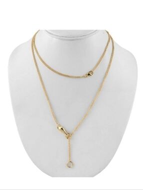 Horse Lariat 36" Necklace 14k Vermeil Over Sterling Silver W/ White Zircon